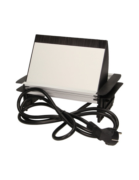 Gniazdo meblowe wpuszczane w blat ze szczotką przeciwkurzową i przewodem 1,8m, 3x2P+Z