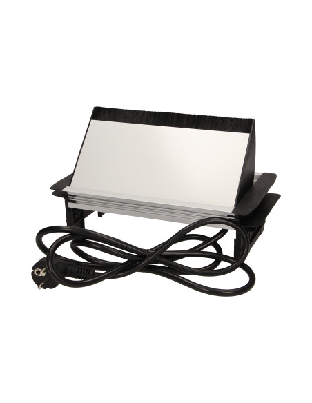 Gniazdo meblowe wpuszczane w blat ze szczotką przeciwkurzową, ładowarką USB i przewodem 1,8m, 3x2P+Z, 2xUSB