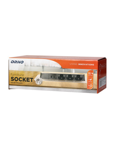 Gniazdo meblowe wpuszczane w blat w niklowanej...