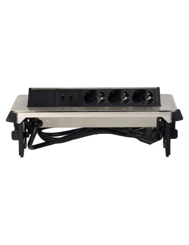 Gniazdo meblowe wpuszczane w blat w niklowanej...