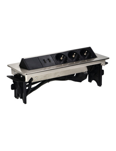 Gniazdo meblowe wpuszczane w blat w niklowanej...