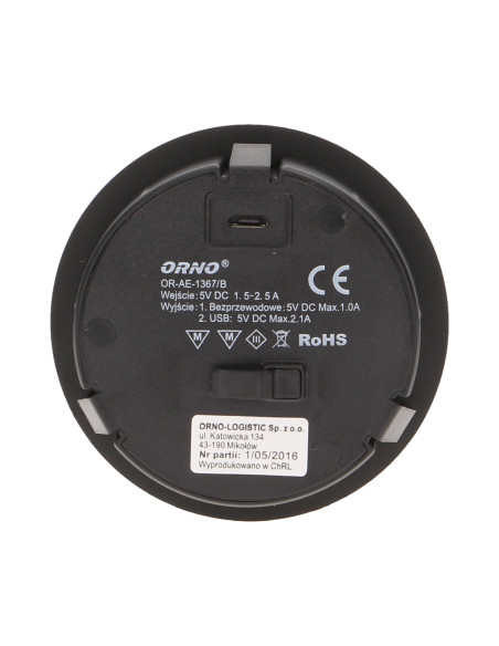 Bezprzewodowa ładowarka indukcyjna z dodatkowym portem USB, czarna