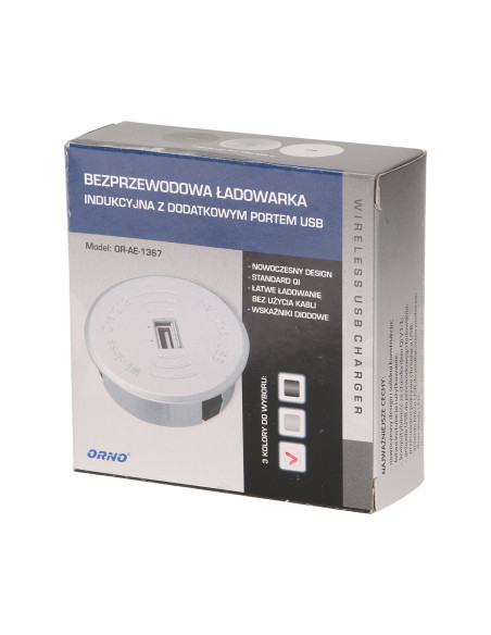 Bezprzewodowa ładowarka indukcyjna z dodatkowym portem USB, biała