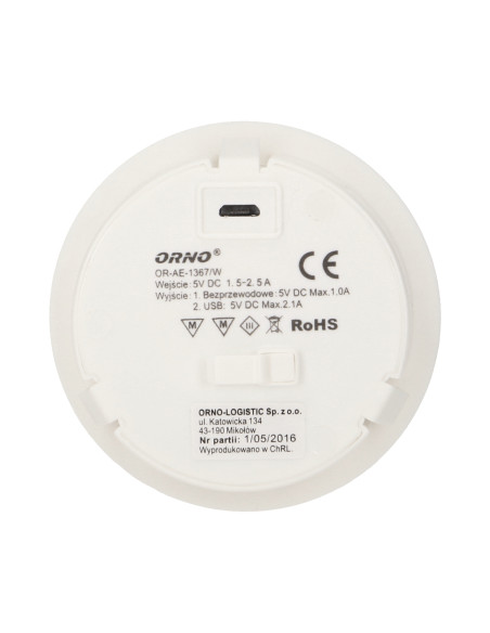 Bezprzewodowa ładowarka indukcyjna z dodatkowym portem USB, biała