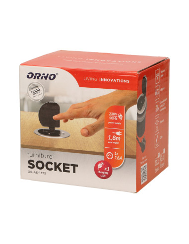 Gniazdo meblowe Ø6cm wpuszczane w blat z...