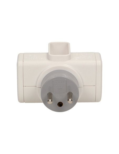 Obrotowy rozgałęźnik, 2 gniazda 2P+Z, 1 gniazdo 2P/II