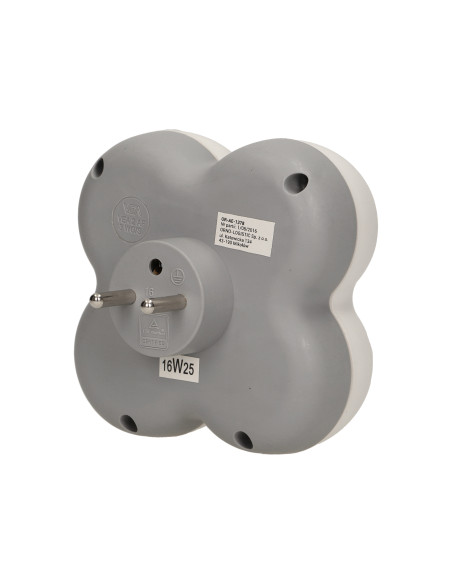 Rozgałęźnik, 3 gniazda 2P+Z z podświetlanym wyłącznikiem ON/OFF