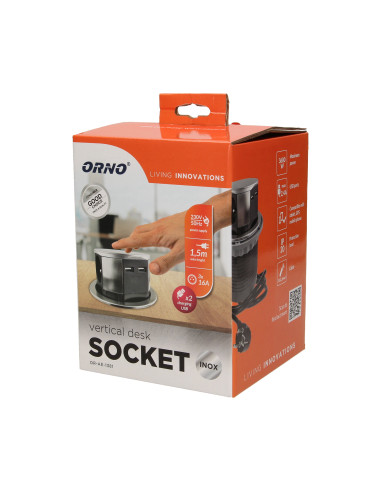 Gniazdo meblowe Ø10cm wysuwane z blatu z...