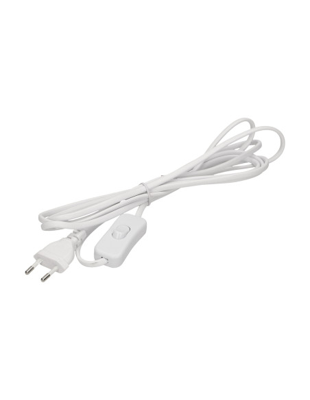 Przewód zasilający z wyłącznikiem on/off i płaską wtyczką, przewód 3m, biały