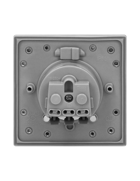Hermetyczne gniazdo elektryczne, IP55 stal nierdzewna, z wiatroszczelną puszką montażową