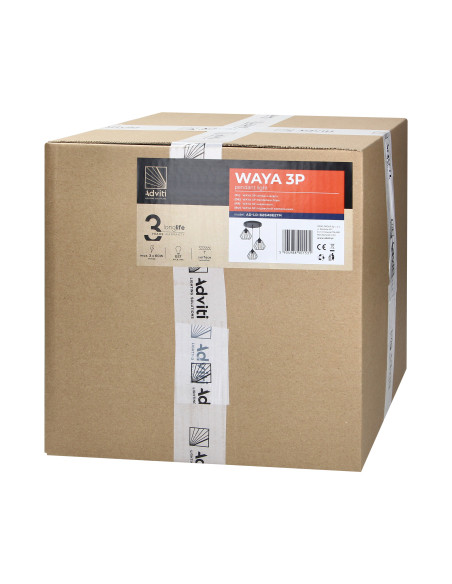 WAYA lampa wisząca, moc max. 3x60W, E27, czarna