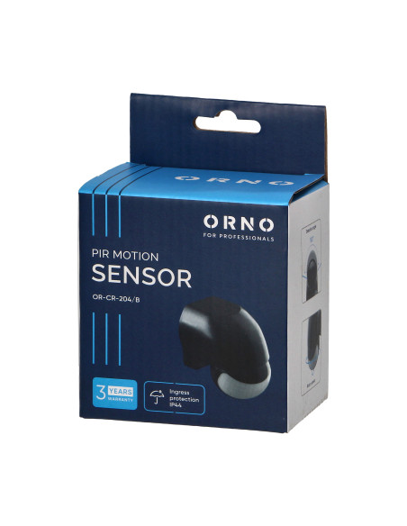 Czujnik ruchu 180st., regulacja pionowa i pozioma, IP44, 1200W, czarny