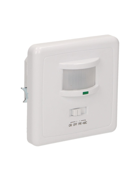 Czujnik ruchu i dźwięku 160 st. IP20, do puszki, 500W, min. obciążenie 40W