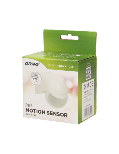 Czujnik ruchu 180st. IP44, 800W, mini, biały