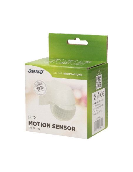 Czujnik ruchu 180st. IP44, 800W, mini, biały