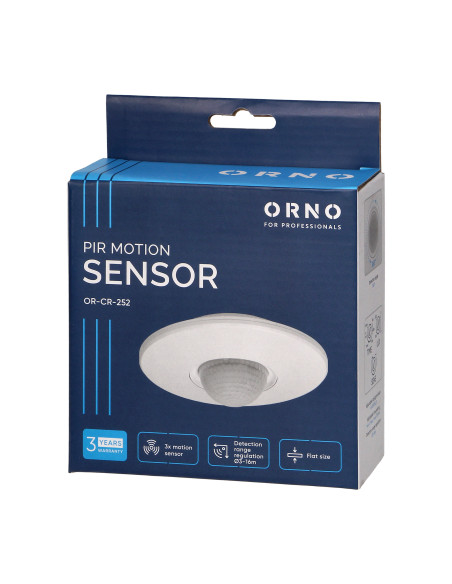 Czujnik ruchu 360 st. IP20, 2000W, 3 sensory, regulacja zasięgu Ø3m-16m