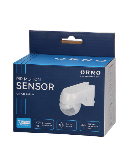 Czujnik ruchu 220st. 1200W, IP44, 3 rodzaje montażu, biały