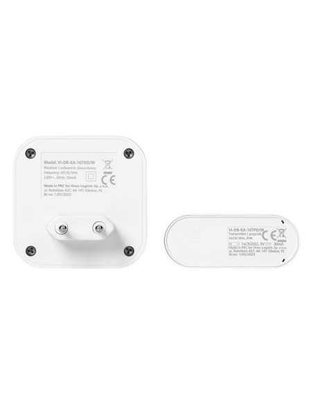 TELA AC, dzwonek bezprzewodowy sieciowy, learning system, 38 dźwięków,  150m, biały