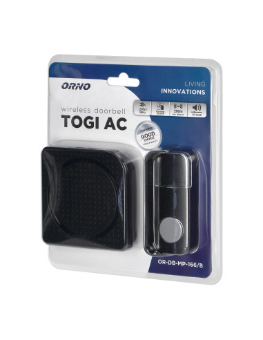 TOGI AC sieciowy dzwonek bezprzewodowy, czarny