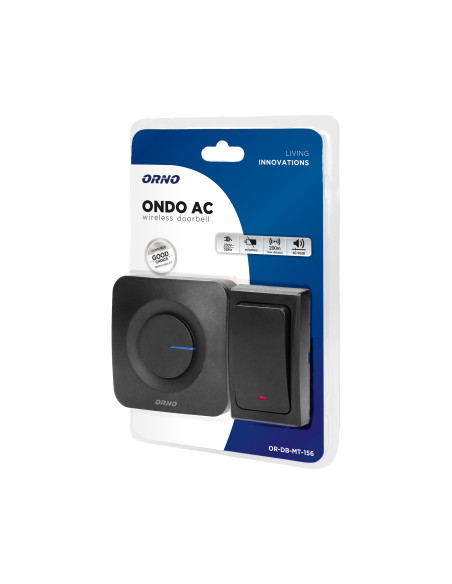 Dzwonek bezprzewodowy ONDO AC, sieciowy, przycisk bezbateryjny, learning system, 36 dźwięków, 200m