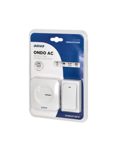ONDO AC bezbateryjny dzwonek bezprzewodowy, biały
