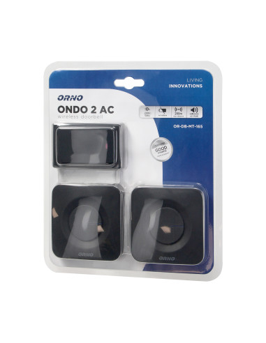  Dzwonek bezprzewodowy ONDO 2 AC, sieciowy, z 2...