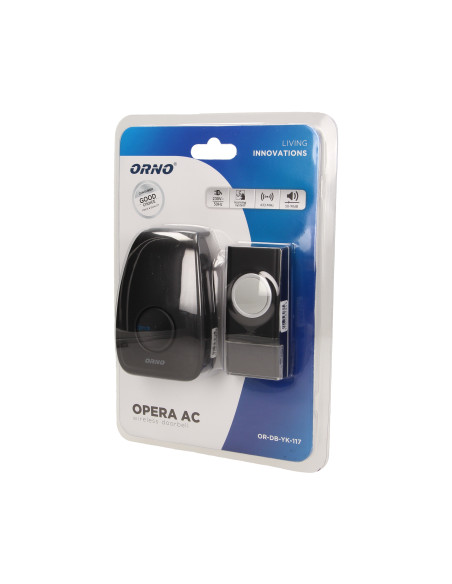 Dzwonek bezprzewodowy OPERA AC, sieciowy, learning system, 36 dźwięków, 100m