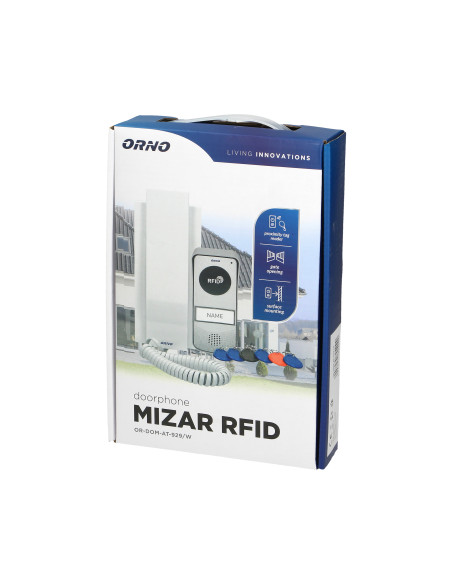 Zestaw domofonowy jednorodzinny natynkowy z czytnikiem breloków, MIZAR