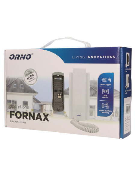 Zestaw domofonowy jednorodzinny, wandaloodporny, czarny FORNAX