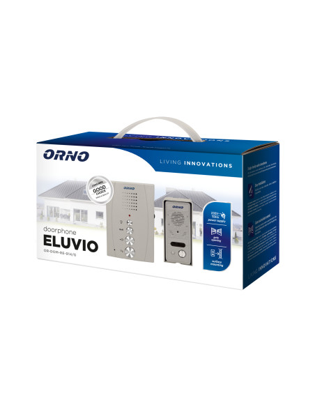 Zestaw domofonowy jednorodzinny, bezsłuchawkowy, szary, ELUVIO