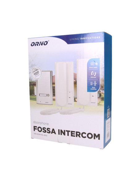 Zestaw domofonowy jednorodzinny z interkomem, podtynkowy, FOSSA INTERCOM