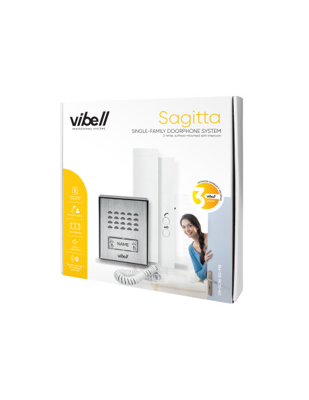 Zestaw domofonowy jednorodzinny, 2-żyłowy, natynkowy, SAGITTA