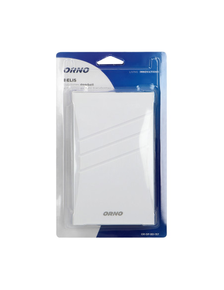 Dzwonek elektromechaniczny dwutonowy z wbudowanym transformatorem, BELIS 230V - 8V, biały