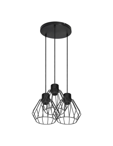 PINO lampa wisząca, moc max. 3x60W, E27, czarna, podstawa okrągła