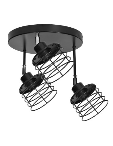 ISLA oprawa ścienno-sufitowa, moc max. 3x60W, E27, czarna, podstawa okrągła, wielopoziomowa, ruchome głowice lampy